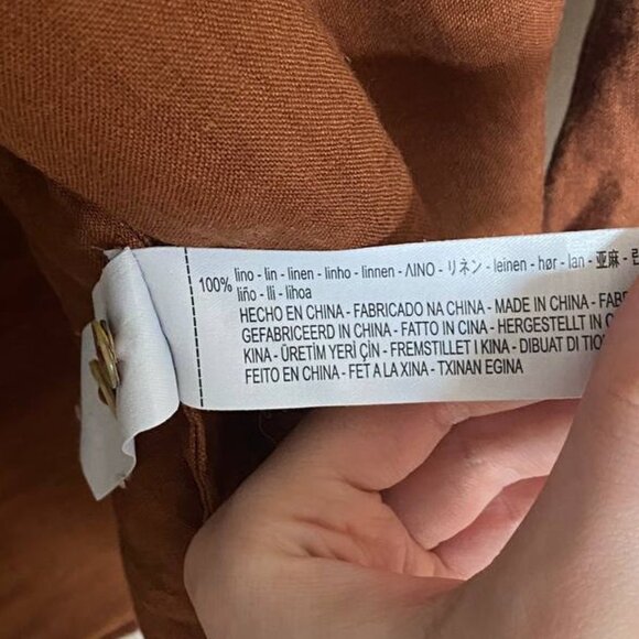 OYSHO 100% linen long-sleeved shirt | Small | Toffee color - Picture 9 of 9